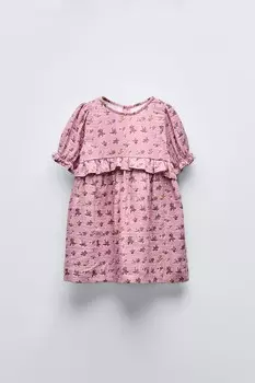 Платье с цветочным принтом ZARA, лиловый