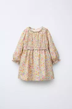 Платье с цветочным принтом ZARA, разноцветный