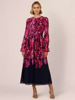 Платье с цветочным узором Adrianna Papell, темно-синий/разноцветный