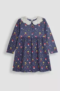 Платье с цветочным воротником шторой Jojo Maman Bb, пурпурный