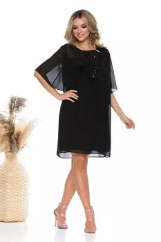 Платье с цветочными аппликациями и пайетками Barocca, черный