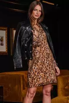 Платье с декоративной цепочкой Sosandar, коричневый