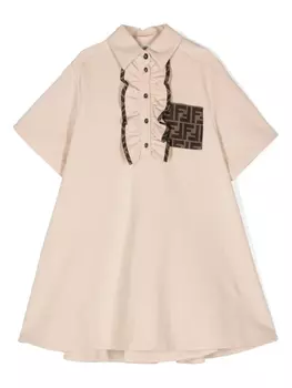 Платье с декоративной строчкой Fendi Kids, нейтральный