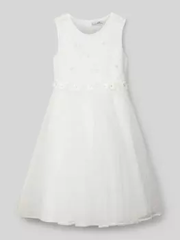 Платье с декоративными камнями Happy Girls, кремовый