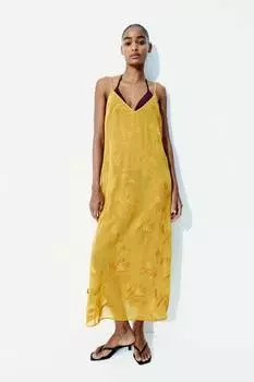 Платье с декорированными бретелями H&M, желтый