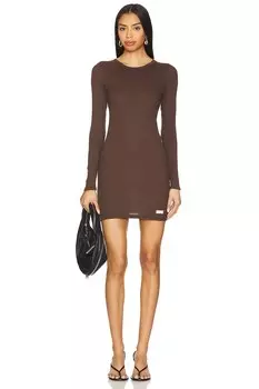 Платье с длинным рукавом и круглым вырезом Alexander Wang, chocolate brown