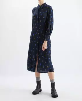 Платье с длинным рукавом и принтом Loreak Mendian, синий