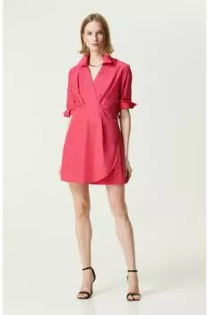 Платье с длинным рукавом и воротником-рубашкой цвета фуксии Network, розовый