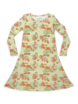 Платье с длинными рукавами Apple Orchard для маленьких девочек и девочек Bellabu Bear, светло-зеленый