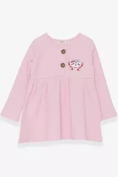 Платье с длинными рукавами для девочек, пудра с вышивкой лисы (1,5–5 лет) Breeze