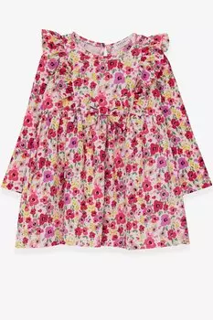 Платье с длинными рукавами для девочек, разноцветные цвета с цветочным узором (1,5–3 года) Breeze
