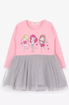 Платье с длинными рукавами для девочек с пудровым принтом (1,5–5 лет) Breeze