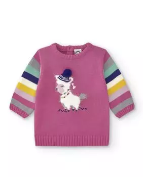 Платье с длинными рукавами для девочки цвета фуксии Charanga, фуксия