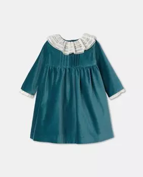 Платье с длинными рукавами для девочки из бархата Coconut El Corte Ingls, синий