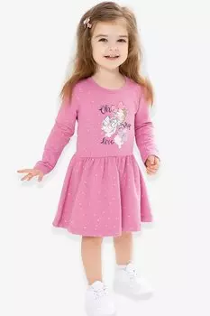 Платье с длинными рукавами для маленьких девочек с принтом «Пыльная роза» (для детей 1 года) Breeze