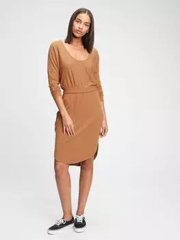 Платье с длинными рукавами Gap, бежевый
