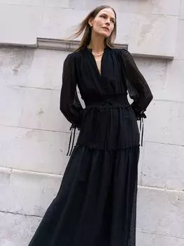 Платье с длинными рукавами Great Plains Heart Dobby, черное