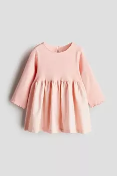 Платье с длинными рукавами H&M, розовый