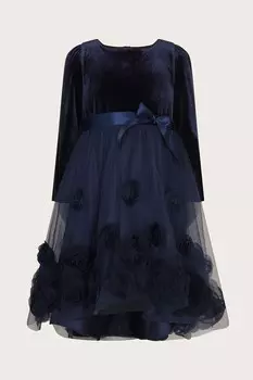 Платье с длинными рукавами и 3D цветочным принтом Monsoon, синий