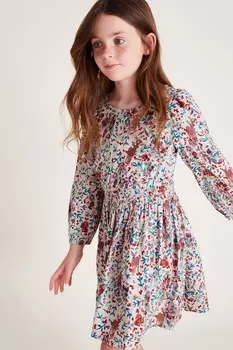 Платье с длинными рукавами и цветочным принтом в лесном стиле Monsoon, фиолетовый