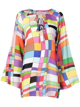 Платье с длинными рукавами и графичным принтом Amir Slama, мультиколор