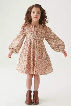 Платье с длинными рукавами и квадратным воротником Laura Ashley, оранжевый