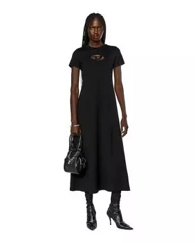 Платье с длинными рукавами и логотипом Diesel, черный