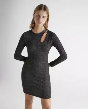 Платье с длинными рукавами и люрексом Green Coast, черный