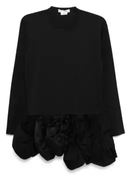 Платье с длинными рукавами и оборками COMME DES GARCONS, черный