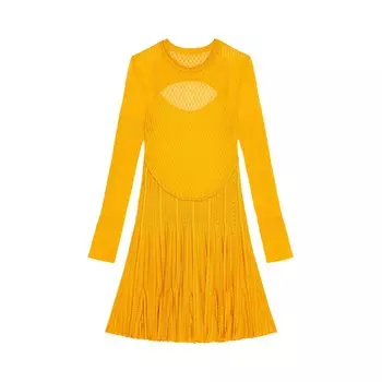 Платье с длинными рукавами и оборками от Givenchy, Золотисто-желтый