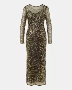 Платье с длинными рукавами и пайетками Tintoretto, черный