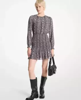 Платье с длинными рукавами и плиссированной юбкой Michael Michael Kors, черный