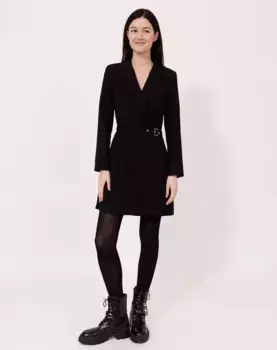 Платье с длинными рукавами и поясом Naf Naf, черный