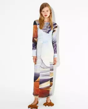Платье с длинными рукавами и принтами Parfois, мультиколор