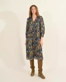 Платье с длинными рукавами и принтом Molly Bracken, черный