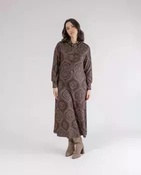Платье с длинными рукавами и принтом October, коричневый