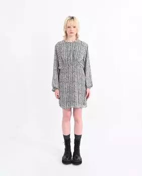 Платье с длинными рукавами и принтом Lili Sidonio, черный