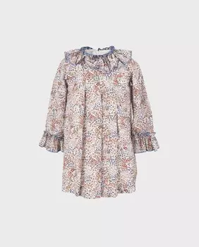 Платье с длинными рукавами и рюшами для девочки La Ormiga, мультиколор
