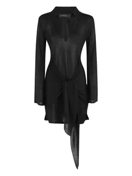 Платье с длинными рукавами и узлом Federica Tosi, черный