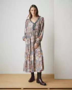 Платье с длинными рукавами и V-образным вырезом Lloyd's, синий