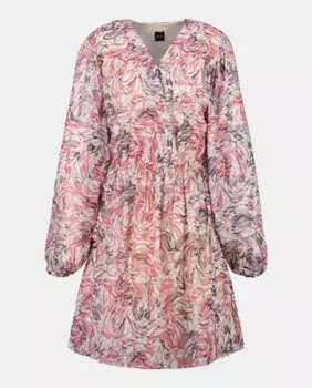 Платье с длинными рукавами и V-образным вырезом Hugo Boss, мультиколор