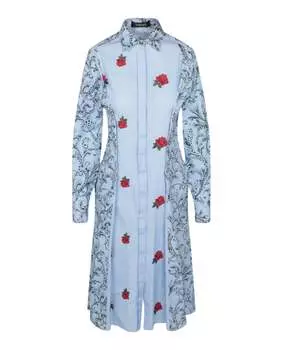 Платье с длинными рукавами и воротником Versace, синий