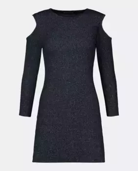 Платье с длинными рукавами и вырезами на плечах Green Coast, черный