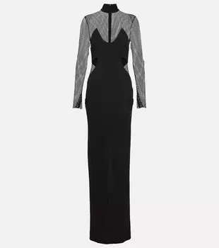 Платье с длинными рукавами и вырезами TOM FORD, черный