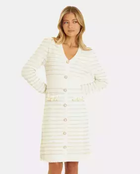 Платье с длинными рукавами и застежкой на пуговицы спереди Alma en Pena, цвет Crudo