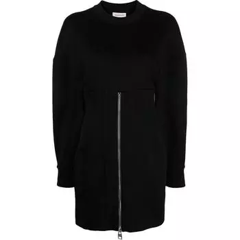 Платье с длинными рукавами на молнии Alexander McQueen, черный