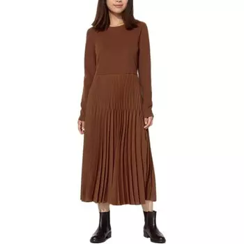 Платье с длинными рукавами Uniqlo, коричневое