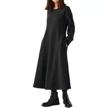Платье с длинными рукавами Uniqlo, темно-серое