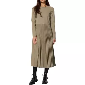 Платье с длинными рукавами Uniqlo, темно-бежевое