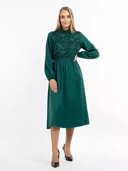 Платье с длинными рукавами Usha, зеленый